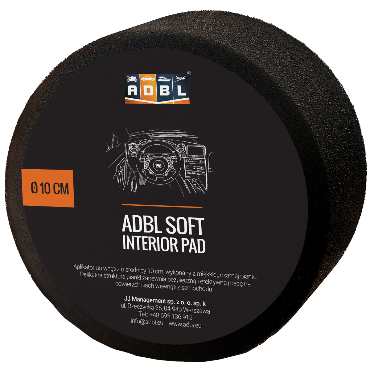 ADBL Soft Pad Aplikator Okrągły Czarny Piankowy Średnica 10cm