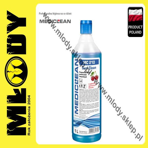 MEDICLEAN MC 210 Surf Clean 1l Preparat do Mycia Powierzchni Zmywalnych Zapach Czerwonych Owoców