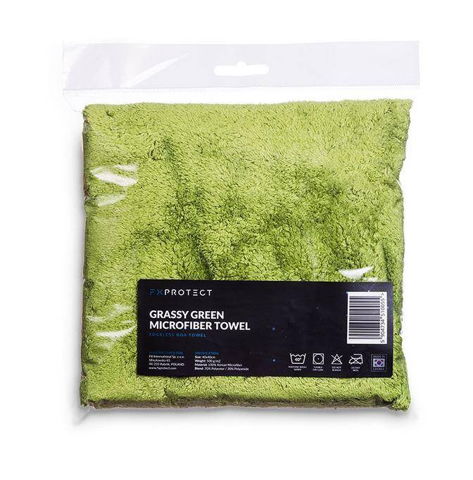 FX PROTECT Grassy Green Boa Microfiber Towel 40x40cm 500g/m2 Mikrofibra Bezszwowa