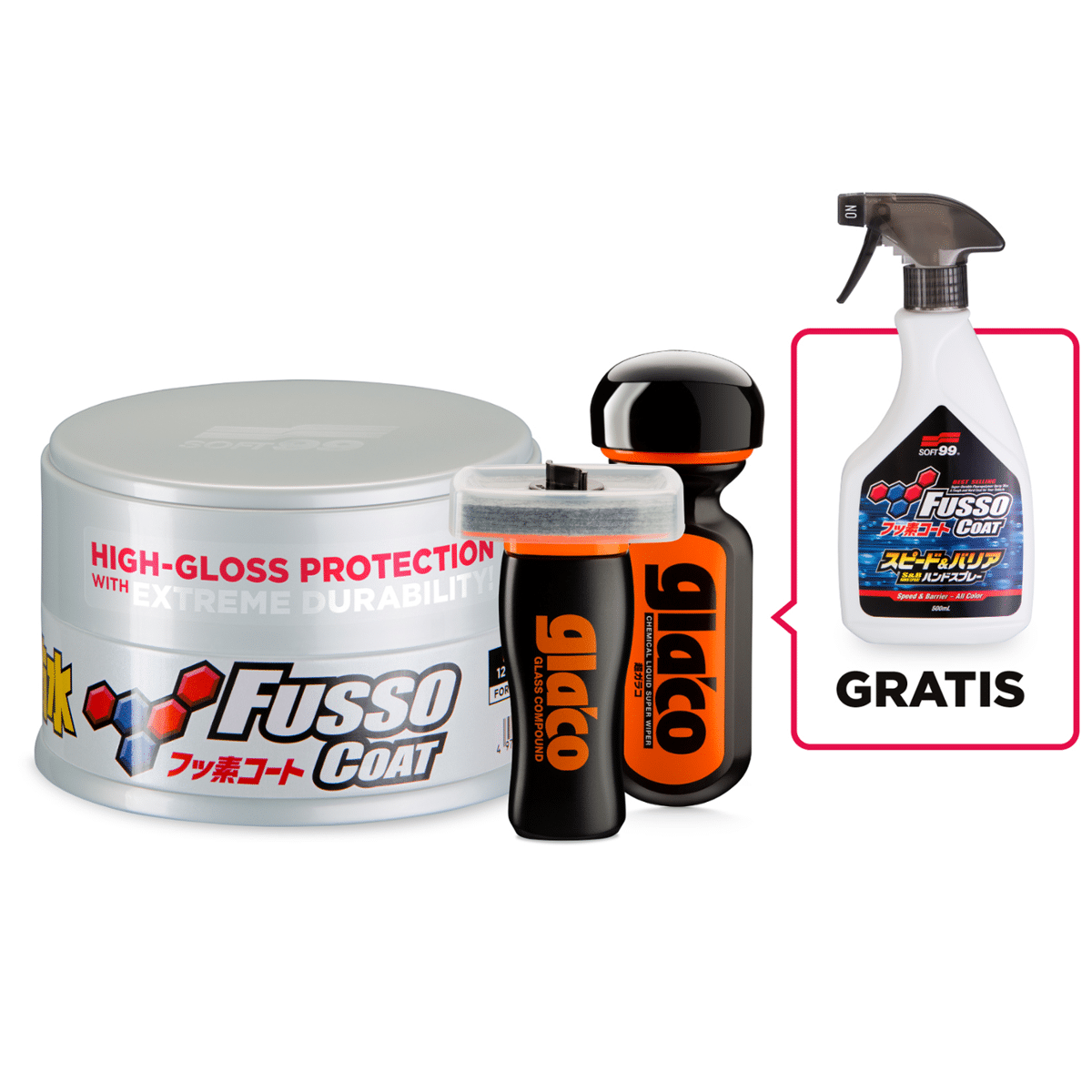 SOFT99 Ultimate Set Fusso Coat Light + Ultra Glaco+Glass Compound + Fusso Coat Speed&Barier