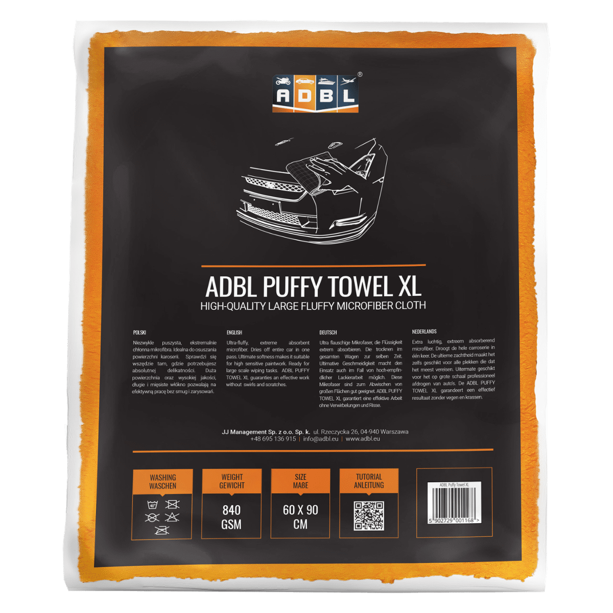 ADBL Puffy Towel XL Ręcznik z Mikrofibry 60x90cm do Osuszania Powierzchni Karoserii