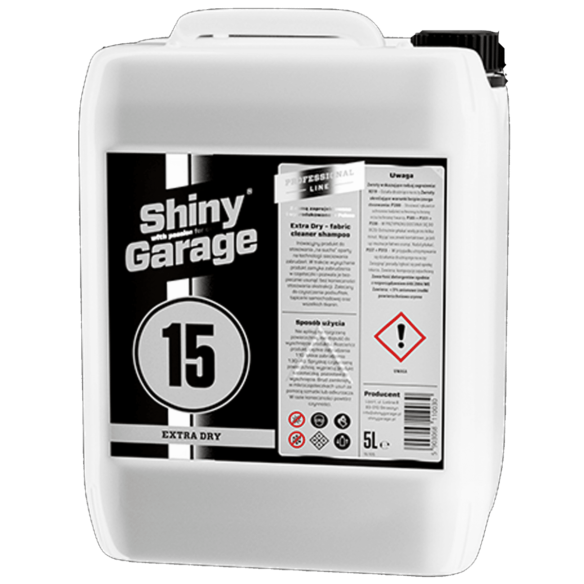 SHINY GARAGE Extra Dry Fabric Cleaner Shampoo 5l Preparat do Czyszczenia Podsufitki i Materiałów Wrażliwych na Przemoczenie