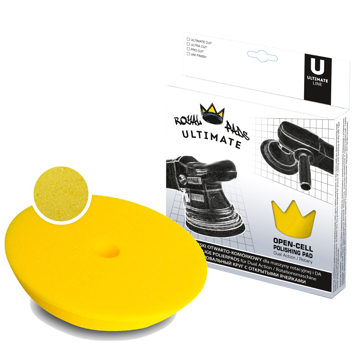 ROYAL PADS Ultimate Ultra Cut 150mm Żółta Otwarto komórkowa Pianka 2 Stopień Cięcia