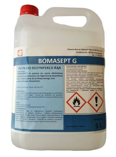 BOMASEPT G 5L Płyn Przeznaczony do Higienicznej Dezynfekcji Rąk (Zdjęcie 1)