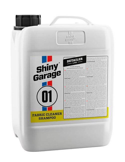 SHINY GARAGE Fabric Cleaner Shampoo 5l Preparat do Czyszczenia „na sucho” Elementów Tapicerki Boczków Podsufitki