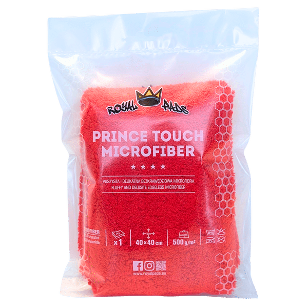 ROYAL PADS Prince Touch Microfiber 500gsm 40x40cm Red Mikrofibra Czerwona Bezszwowa