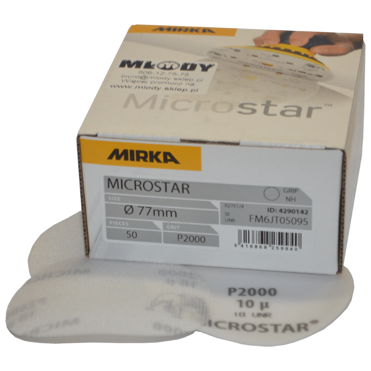 MIRKA Microstar 77mm na Rzep Papier Ścierny Krążek Granulacja 2000