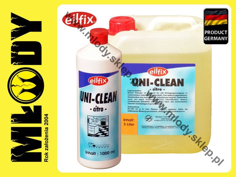 EILFIX Uni Clean 1l Uniwersalny Cytrynowy Płyn do Mycia Ręcznego Zmywalnych Powierzchni (Zdjęcie 2)