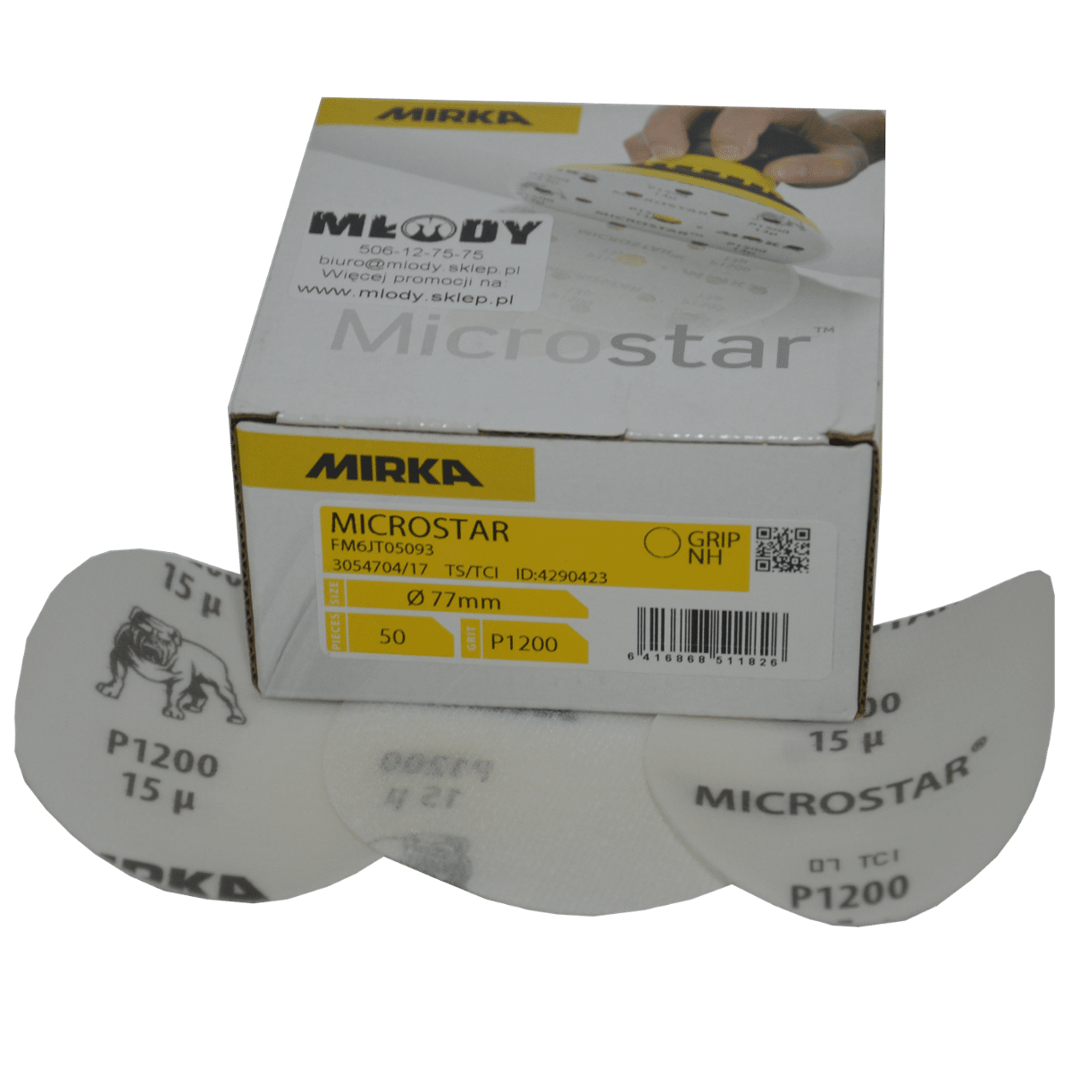 MIRKA Microstar 77mm na Rzep Papier Ścierny Krążek Granulacja 1200