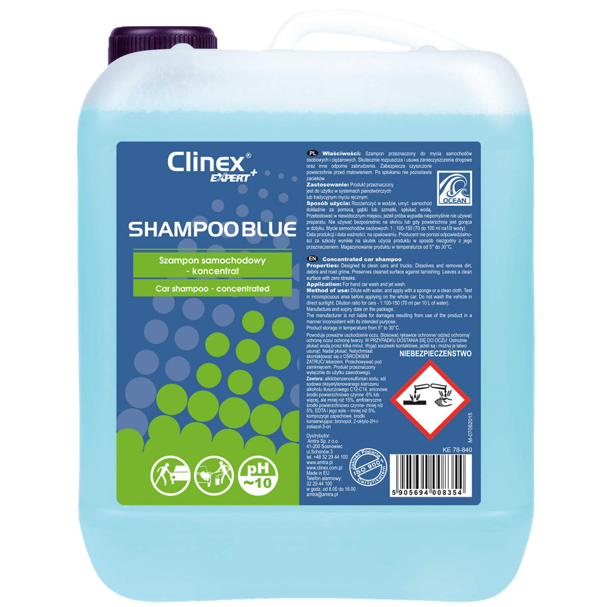 CLINEX EXPERT+ Shampoo Blue 20l Szampon do Mycia Samochodów Osobowych i Dostawczych
