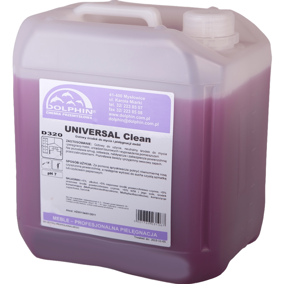 DOLPHIN Universal Clean 10l Środek do Mycia i Pielęgnacji Zmywalnych Powierzchni Meblowych