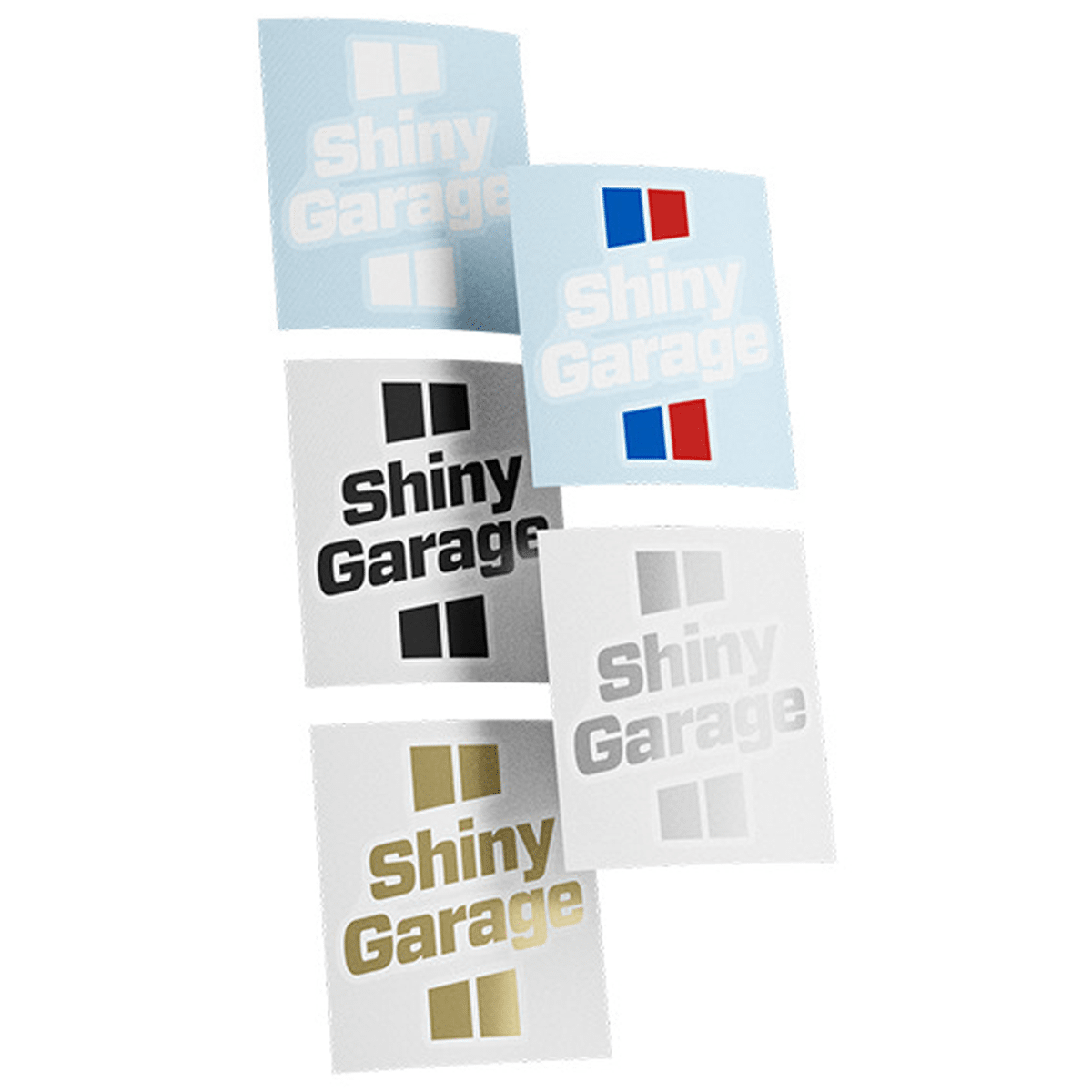 SHINY GARAGE Mix Naklejek z Logo Różne Kolory 5 Sztuk