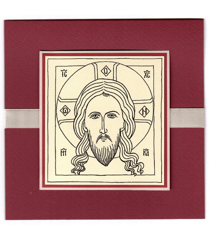 Kartka z Obliczem Chrystusa bordowa