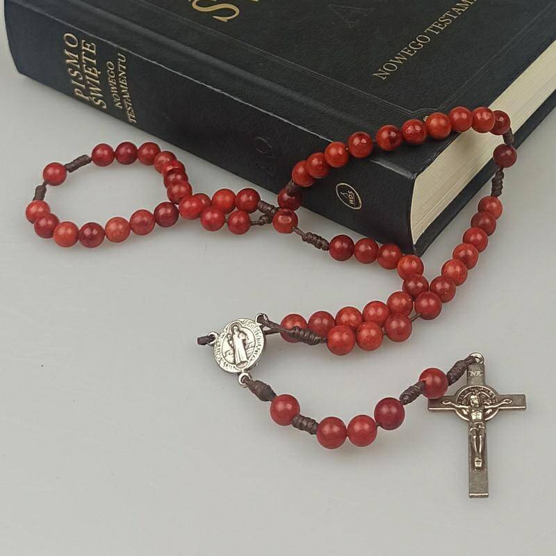 Różaniec kamienny jaspis czerwony na