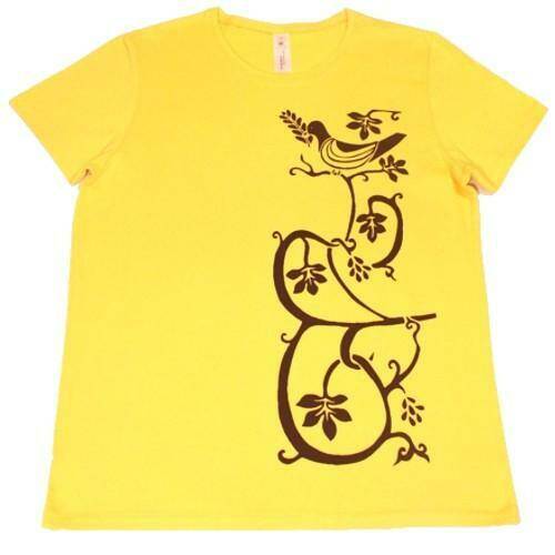 T-shirt Gołąb z gałązką oliwną żółty XS