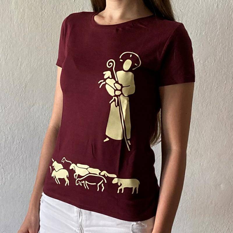 T-shirt damski Dobry Pasterz burgund S