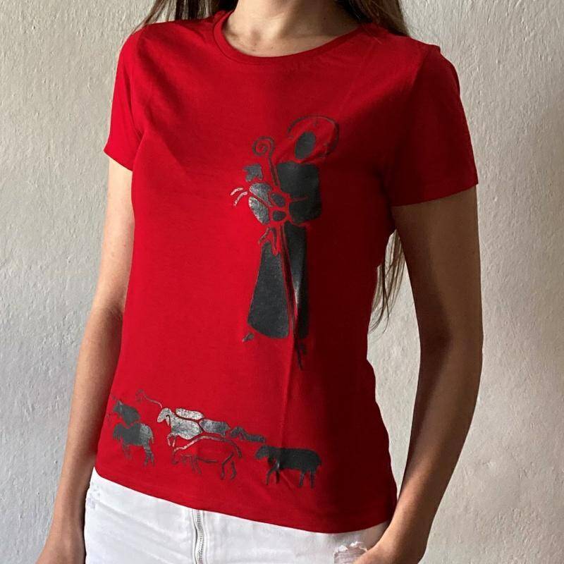 T-shirt damski Dobry Pasterz czerwony S