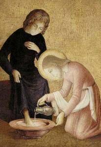 Kartka Jezus umywający nogi