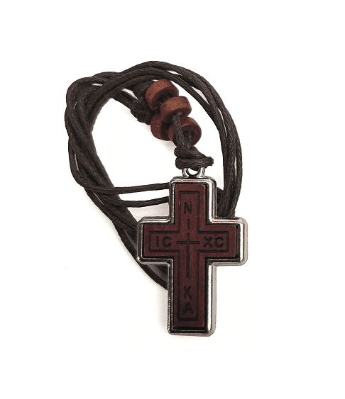 Krzyżyk drewniany w metalowej obwódce