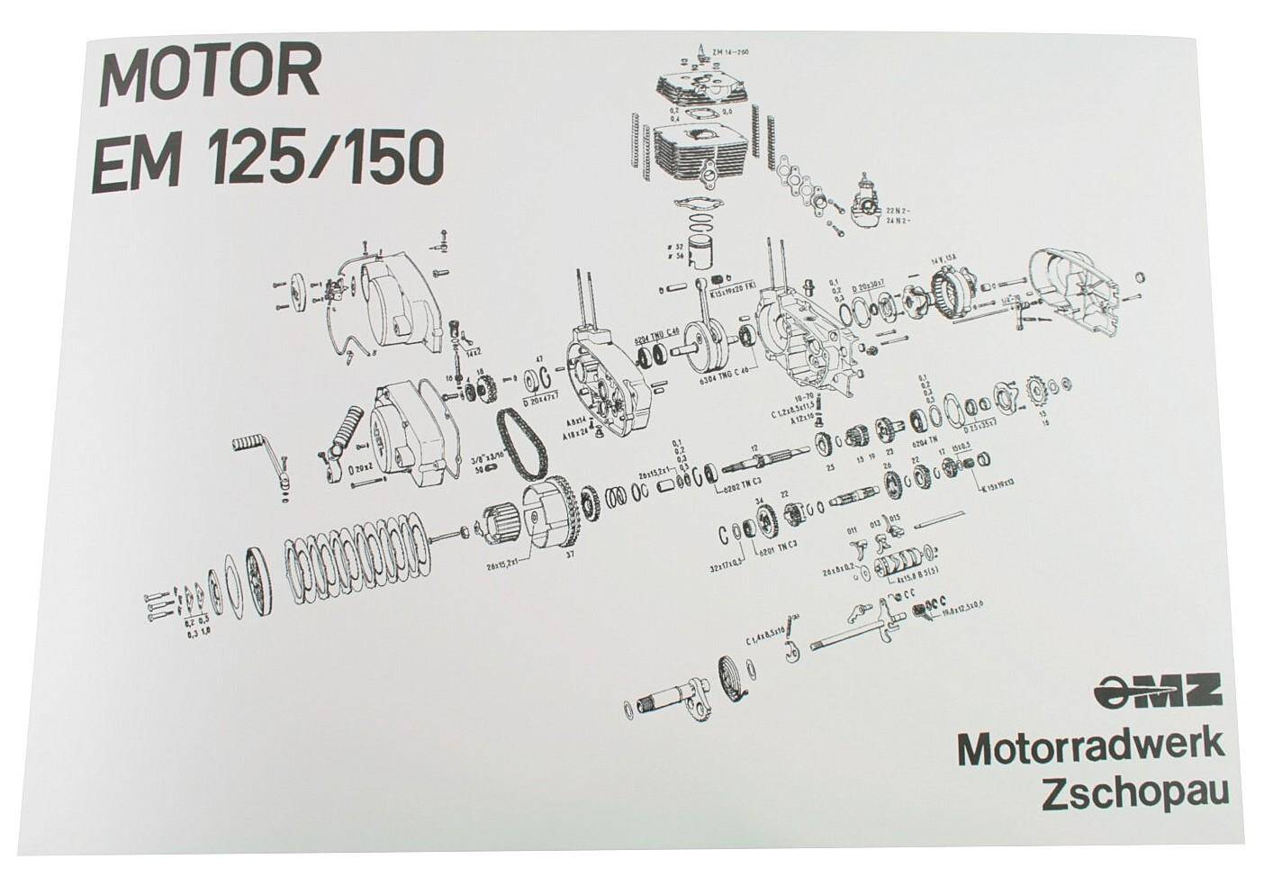 Plakat silnika MZ ETZ 125/ 150