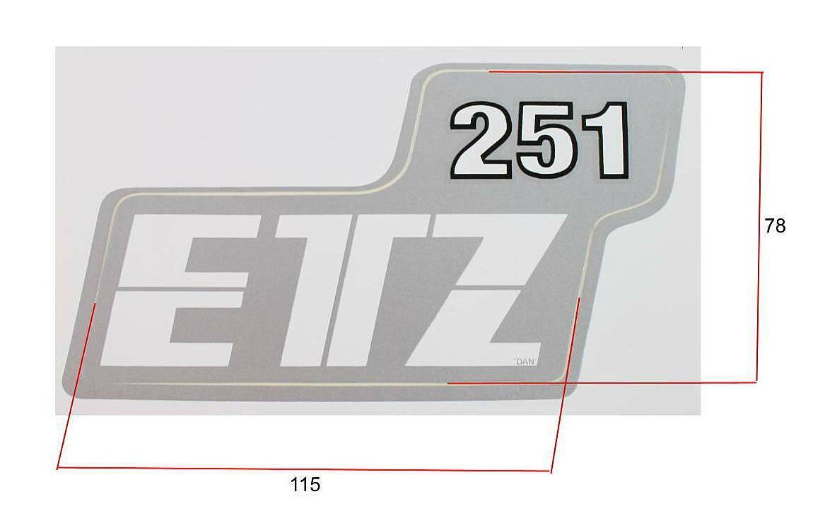 Naklejka MZ ETZ 251- srebrno- czarna (Zdjęcie 2)