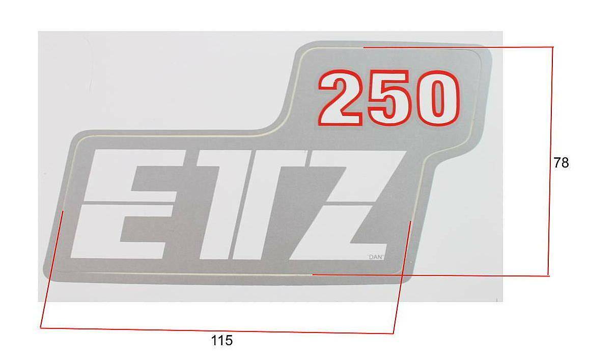 Naklejka MZ ETZ 250- srebrno- czerwona (Zdjęcie 2)