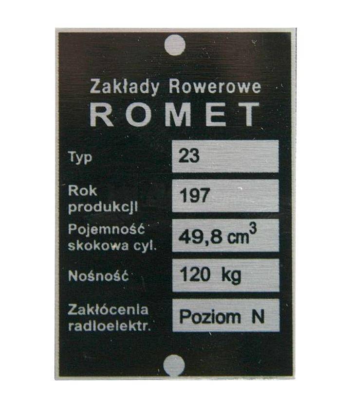 Tabliczka znamionowa Predom Romet