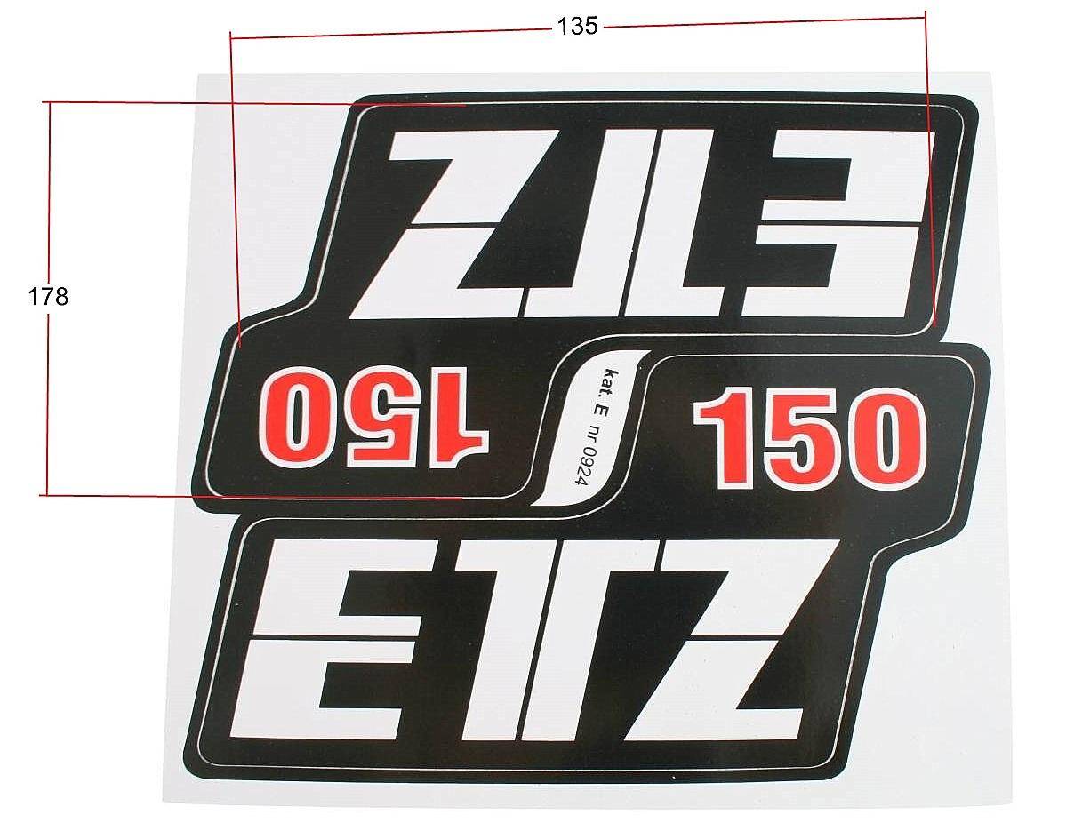 Naklejka MZ ETZ 150- biało- czarna P+L (Zdjęcie 2)