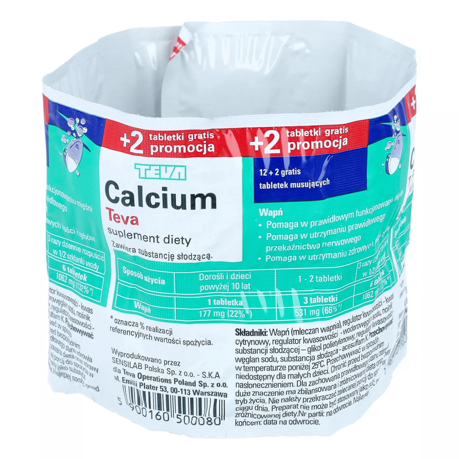 Calcium Teva 12+2 szt.177mg