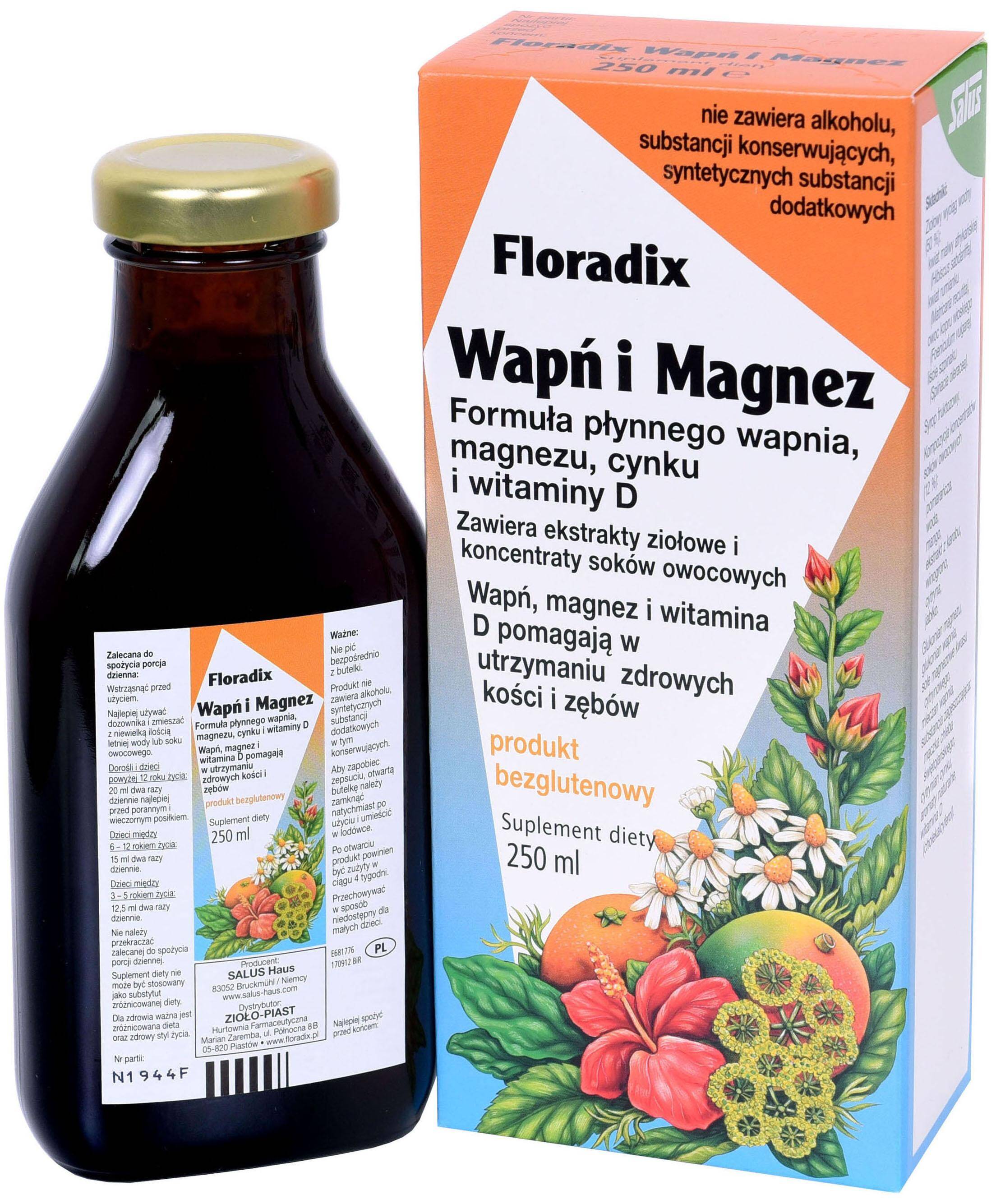 Floradix Wapń i Magnez 250ml (Zdjęcie 1)