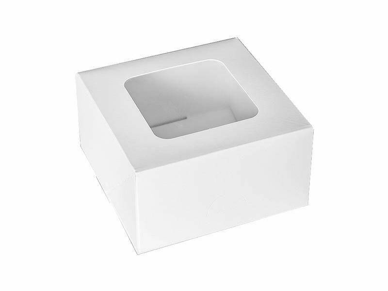 Pudełko 13x13x7cm biało/białe - OKNO