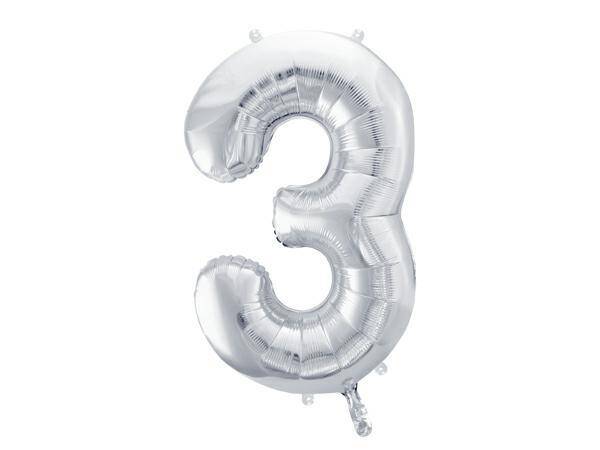 Balon foliowy Cyfra ``3`` 86cm srebrny