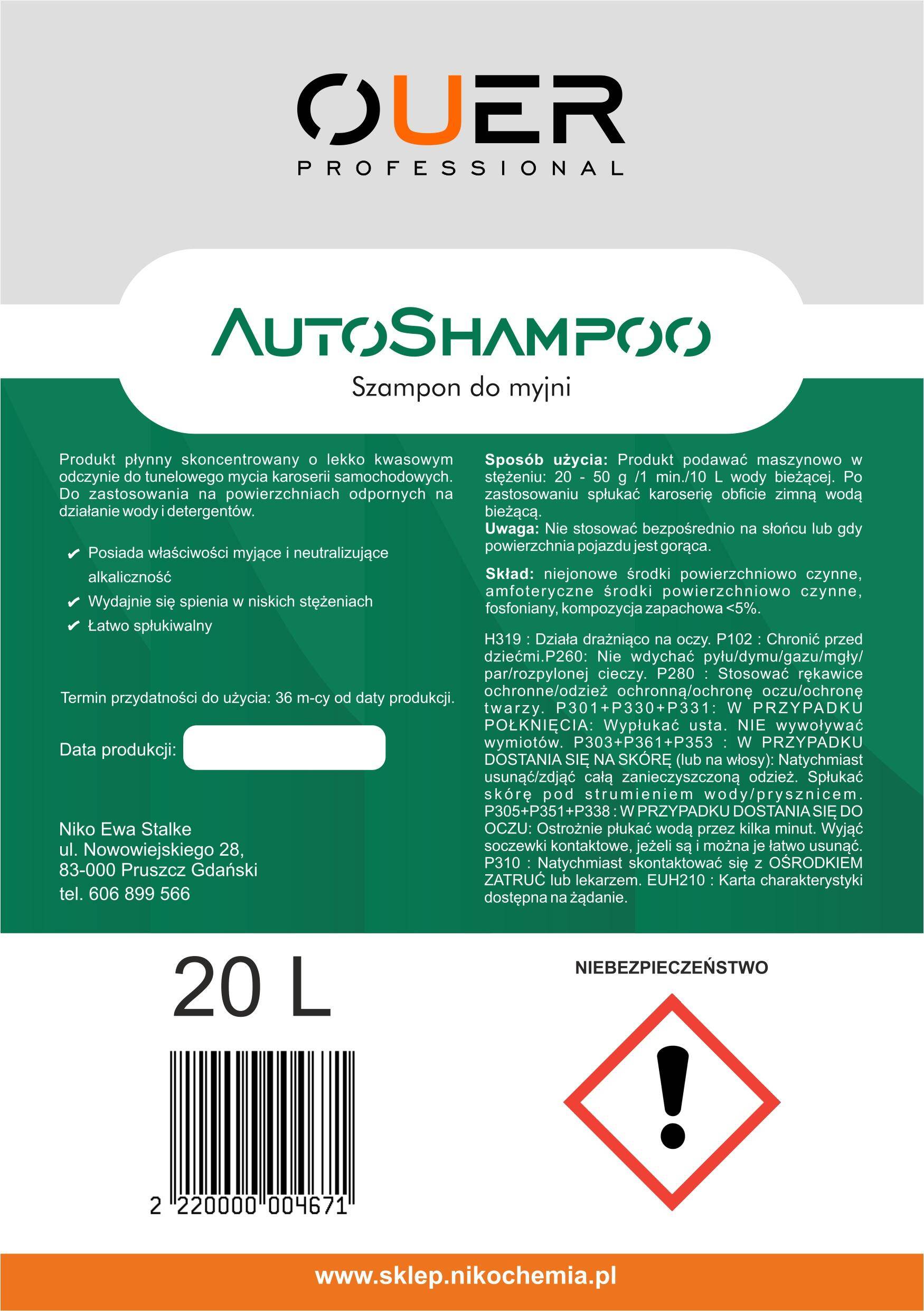 Ouer - AutoSHAMPOO 20 L (Zdjęcie 2)