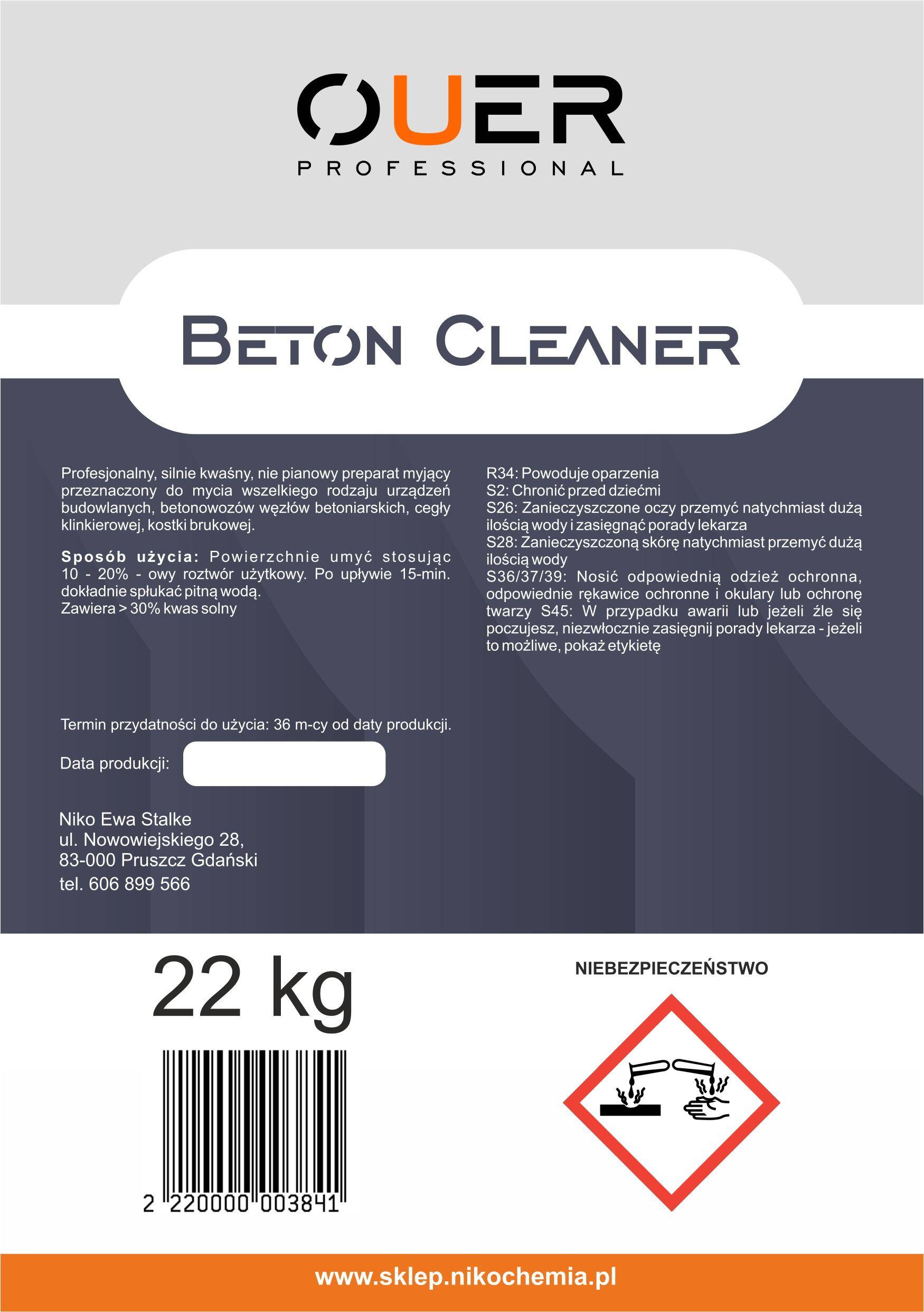 Ouer - Beton Cleaner  22kg (Zdjęcie 2)