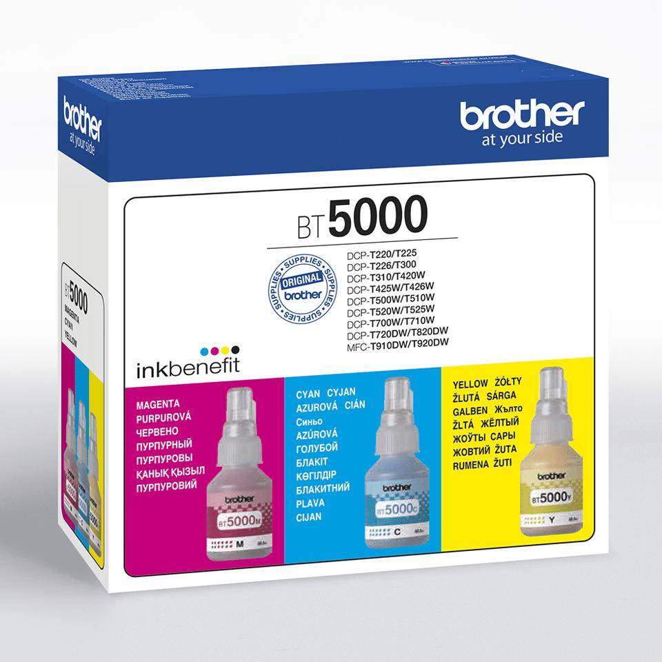 Zestaw tuszy Brother  BT5000 CMY - komplet kolorów (Zdjęcie 1)