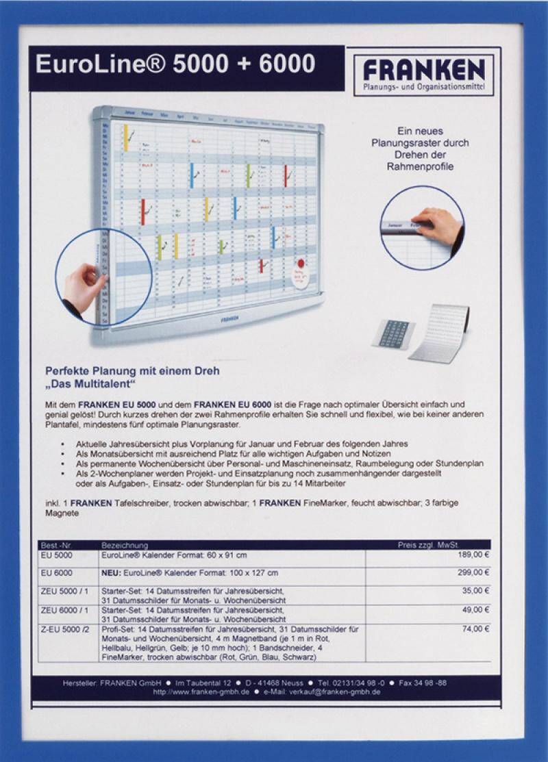 Ramka magnetyczna FRANKEN  A4  niebieska