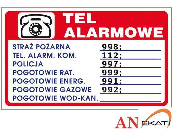 Tabliczka TELEFONY ALARMOWE ZZ-94P