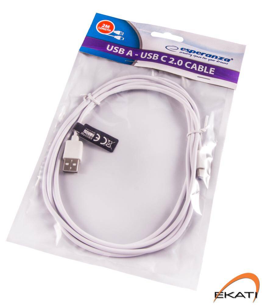 Kabel USB 2.0 TYP C 2m biały EB227W
