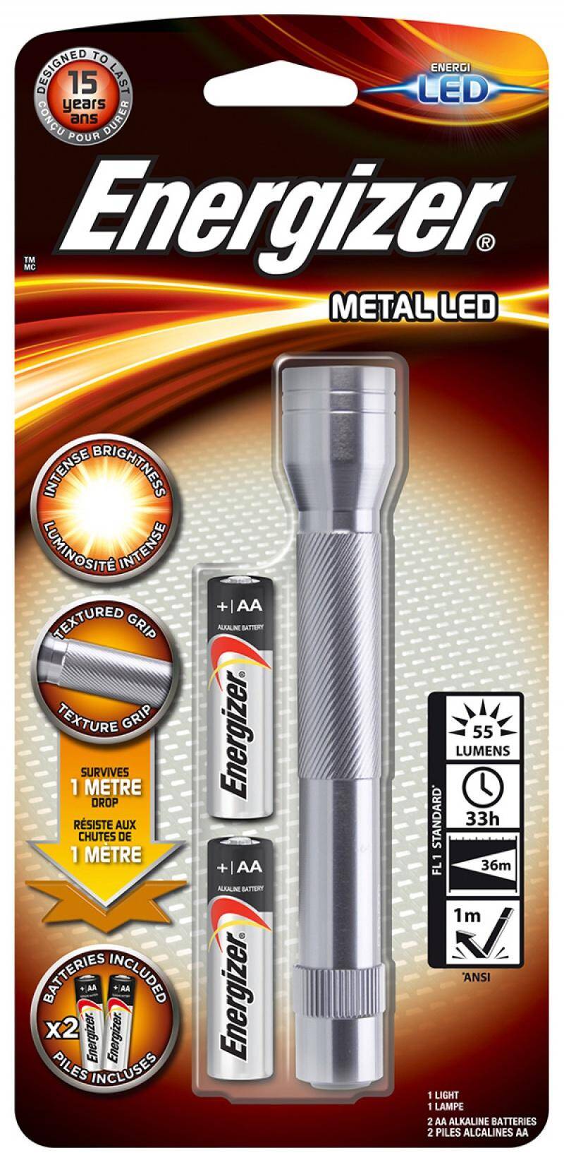 Latarka ENERGIZER Metal + 2szt. baterii