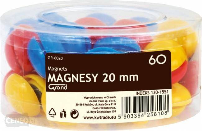 Magnesy 20mm 60szt Pud GR-6020 Mix