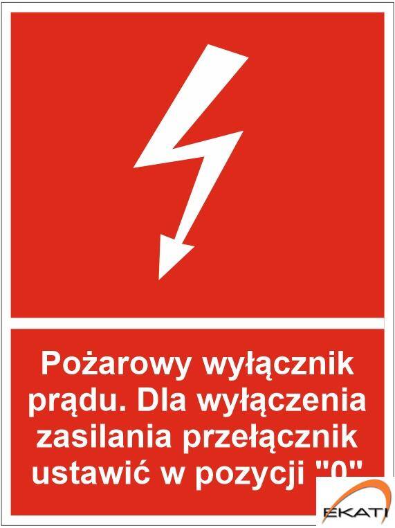 Naklejka Przeciwpożarowy wyłącznik prądu