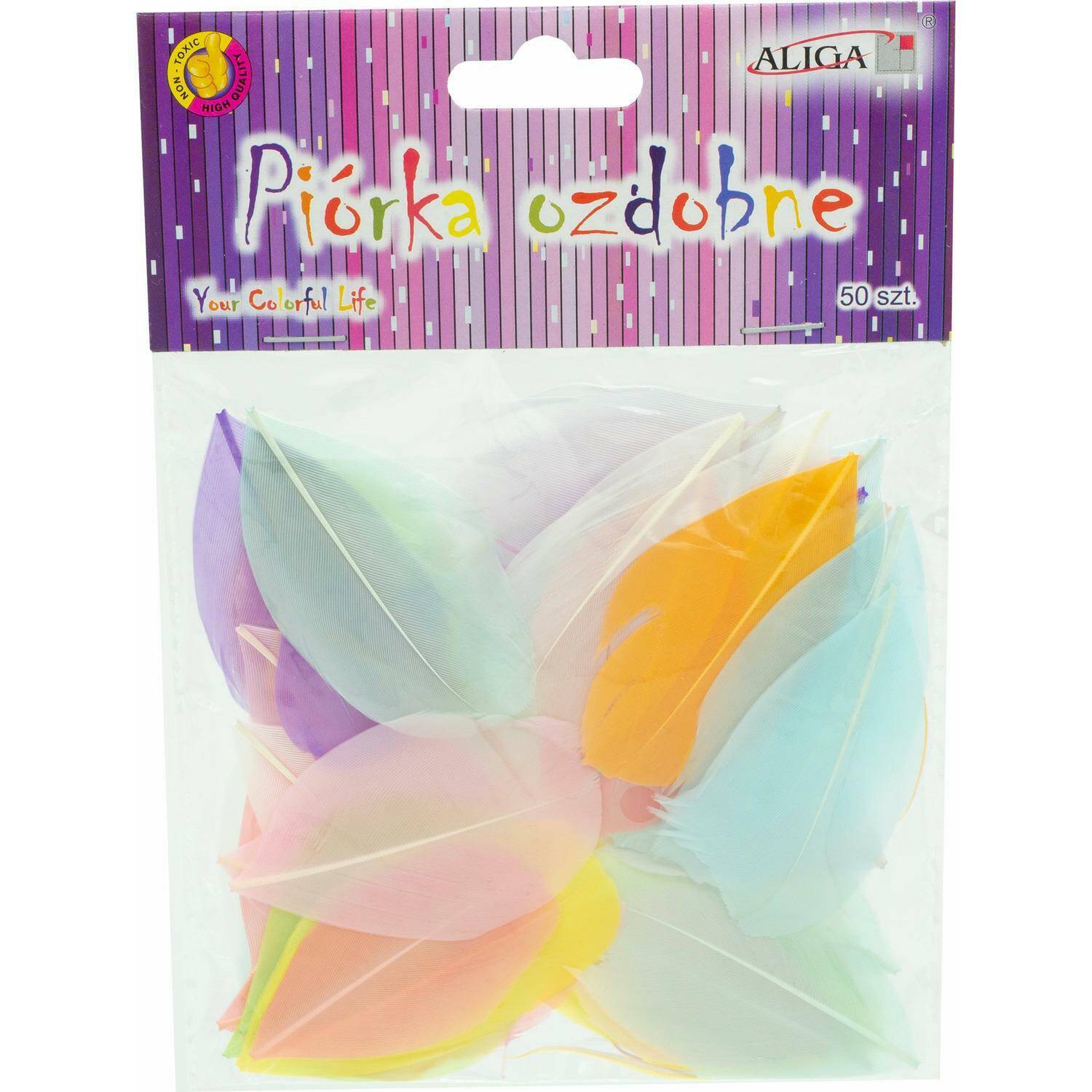 ALIGA Piórka pastelowe mix 4-8 cm (50