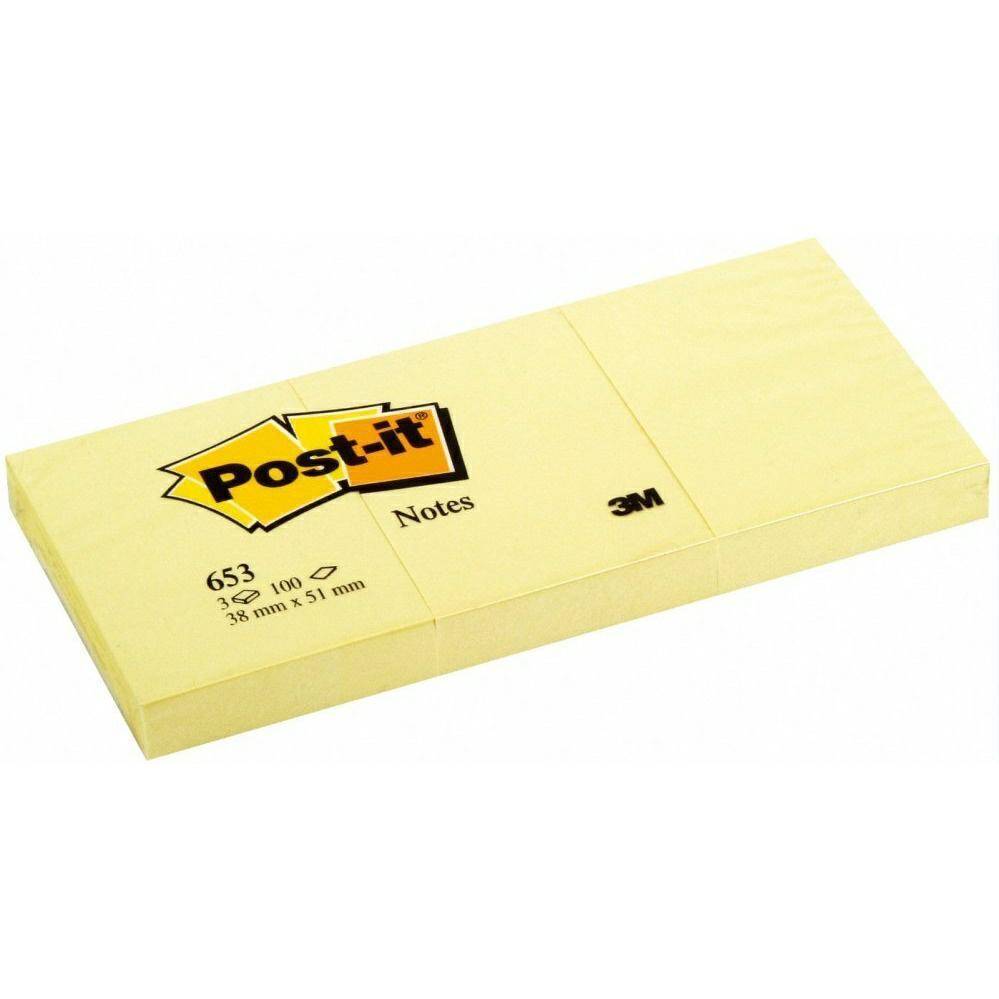 POST-IT Bloczki 653-EE 3m 38/51mm żółte