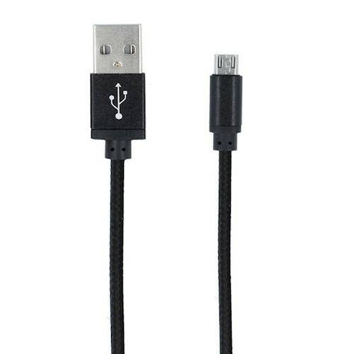 Kabel micro-USB pleciony czarny 1m 1A