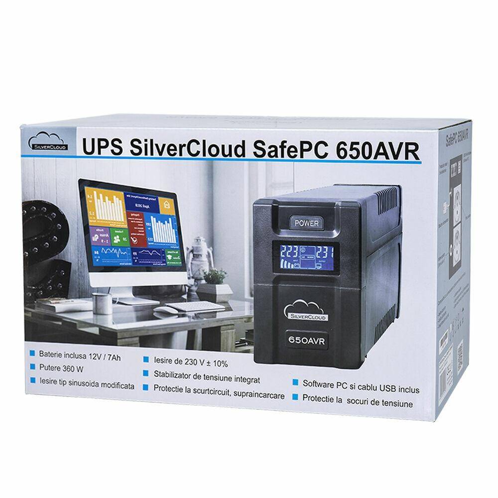 UPS SilverCloud 650AVRz ekranem LCD 360