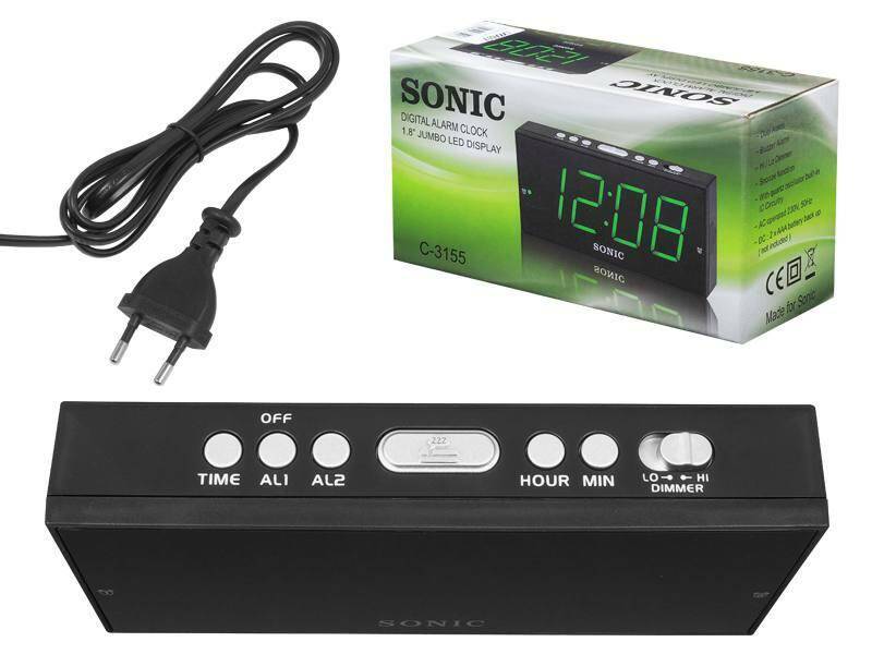 Cyfrowy zegar, budzik Sonic C-3155
