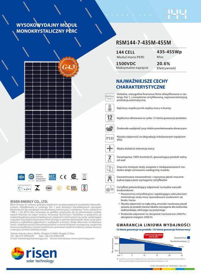 Panel Fotowoltaiczny Solarny 455W srebrn