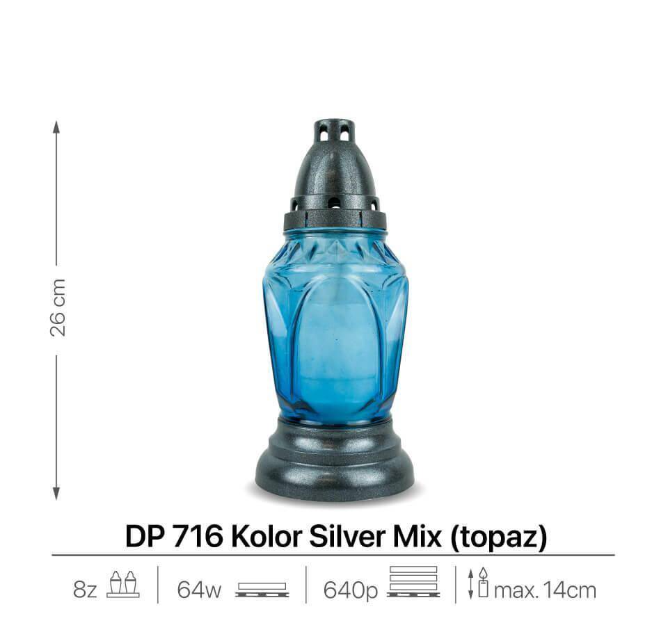 Znicz Szklany DP716 Niebieski 26 cm (Zdjęcie 2)