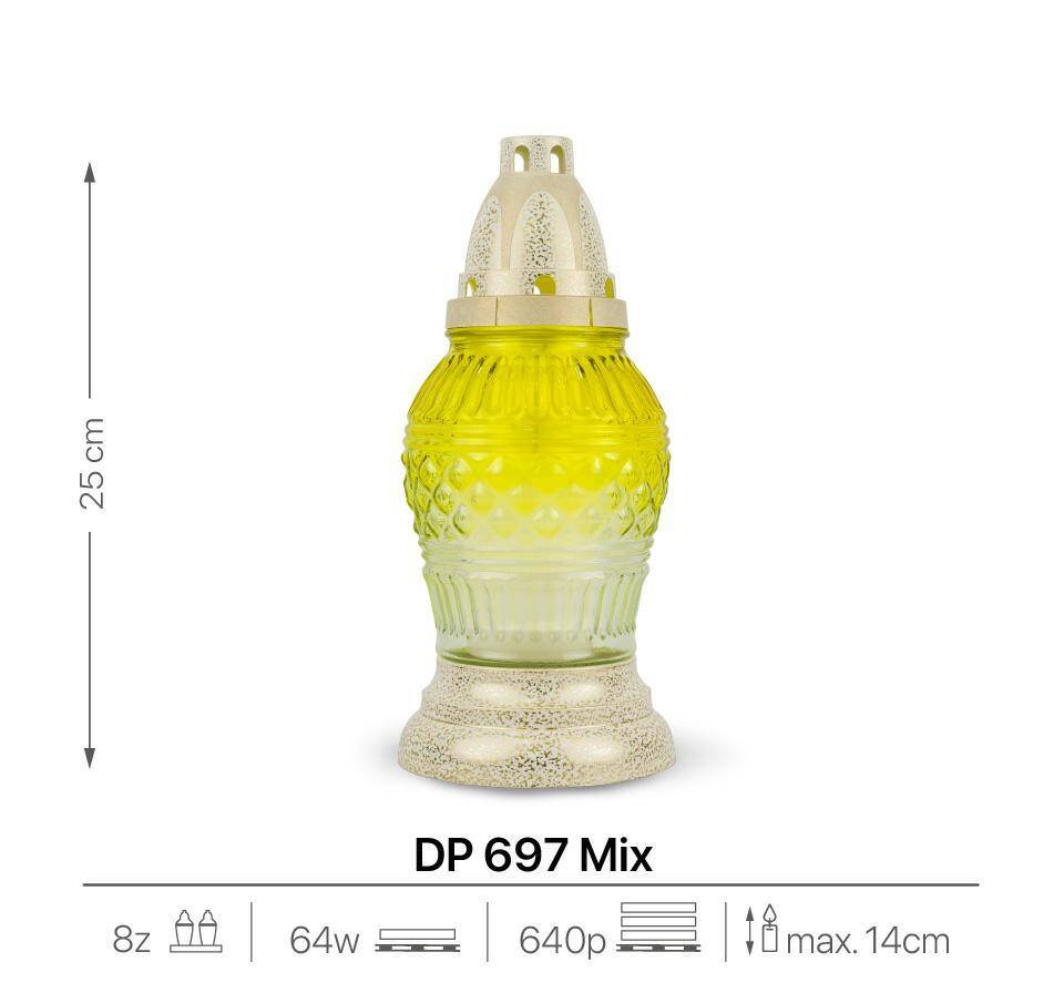 Znicz Szklany DP697 Żółty z Wkładem (Zdjęcie 2)