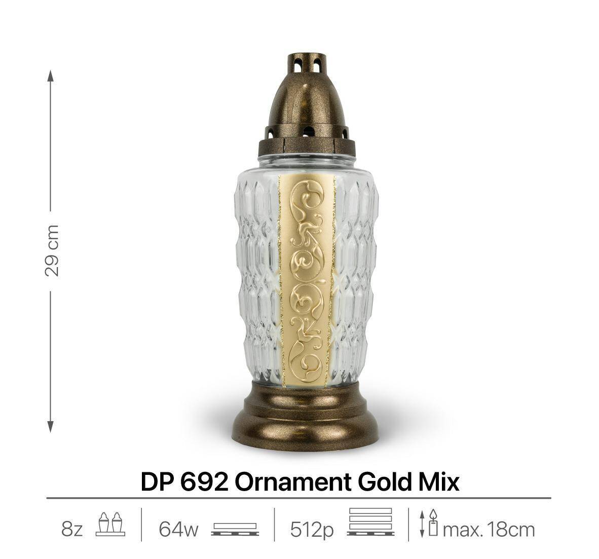 Znicz Ornament DP692 Złoty z Wkładem (Zdjęcie 2)